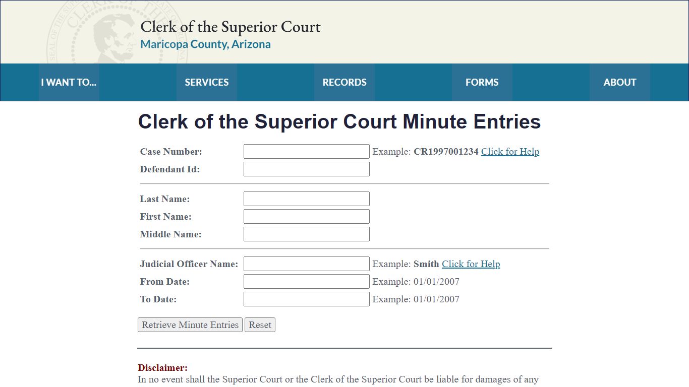 Clerk of the Superior Court of Maricopa County, Arizona